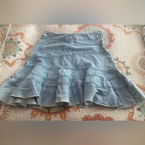 Urban Outfitters XS Lt. Blue Soft Mini Flounce Hem Skirt Side Zipper